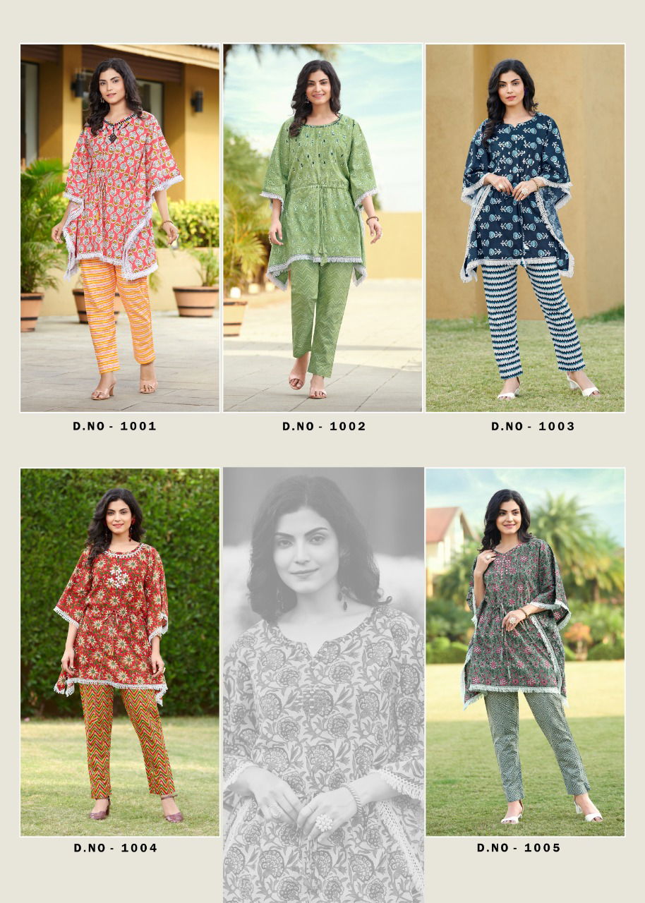 Rangjyot Eliza Kaftan Stylish Ethnic Wear Cotton Kurti With Bottom Collection